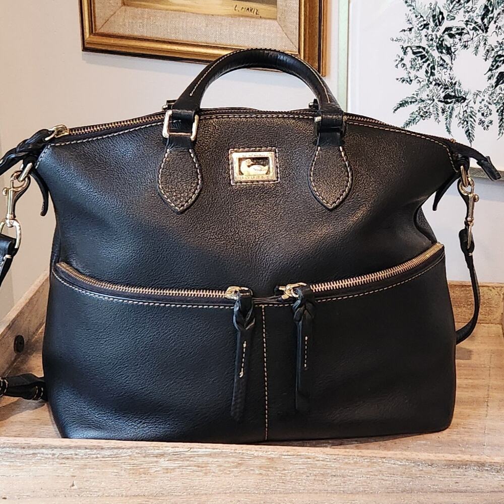 Dooney & Bourke Black Pebble Leather Satchel Bag